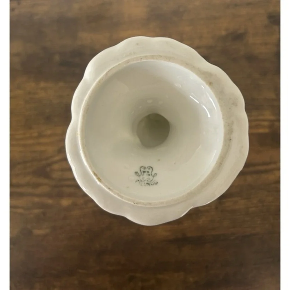 Antique French Porcelain‎ Hand Painted Candlestick Holder Circa 1900 Floral